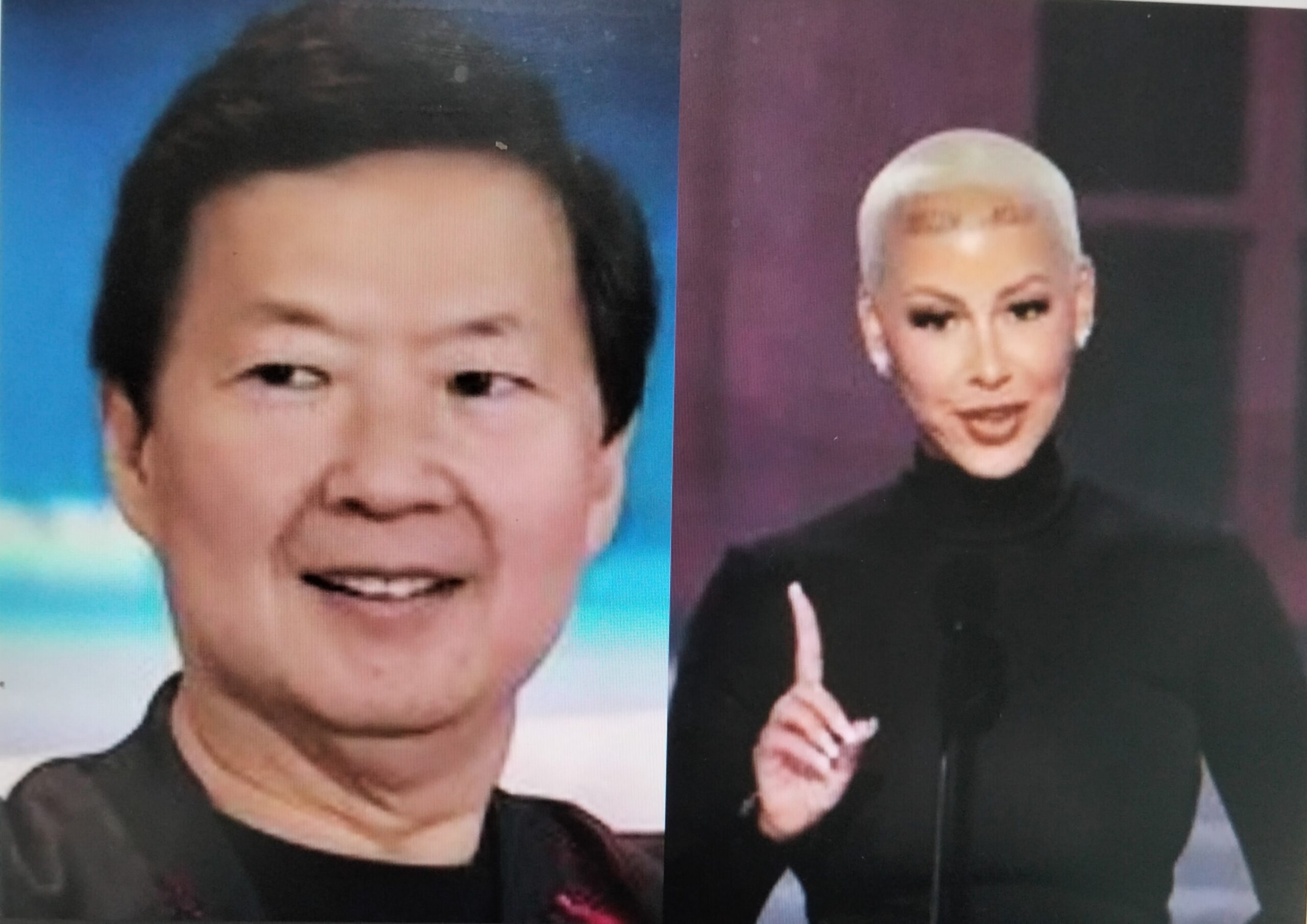 A split photo of Ken Jeong and another celebrity.
