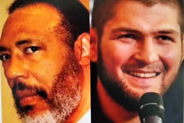 A split image showing two different men's faces side by side.