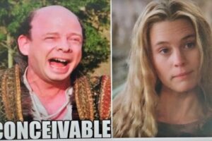 A split-screen image showing two different facial expressions.