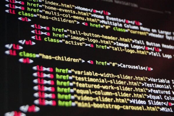 A close-up of colorful programming code on a computer screen.