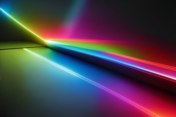 A beam of light passing through a prism, creating a rainbow spectrum.